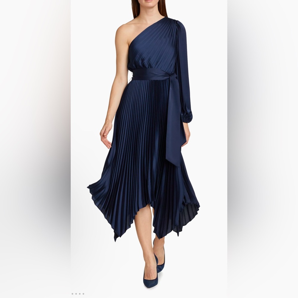 Milly Christa Pleated One-Shoulder Dress